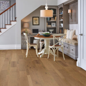 Southwest Style Hand Crafted Tan Engineered Hardwood Room Scene